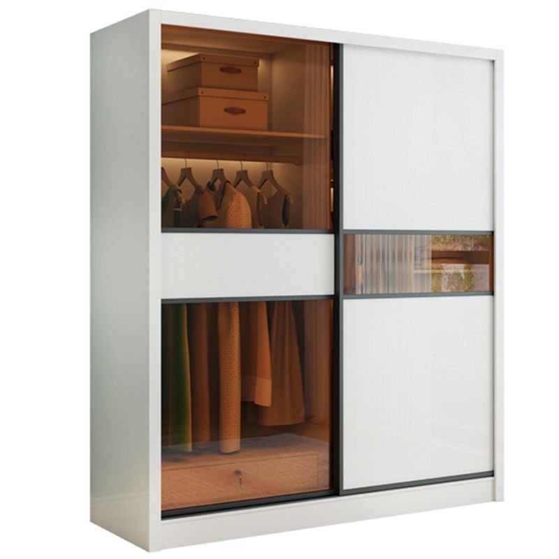 Sliding Wardrobe Armoire White Engineered Wood Wardrobe Closet