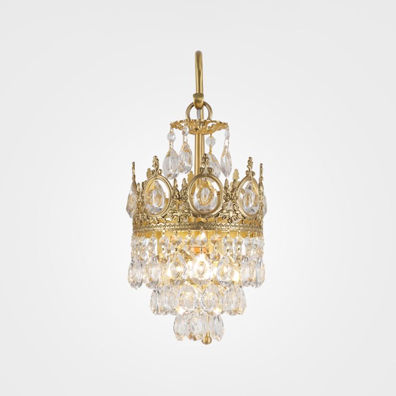 Contemporary Style Geometric Wall Light Crystal Shade Sconce Lamp for Bedroom