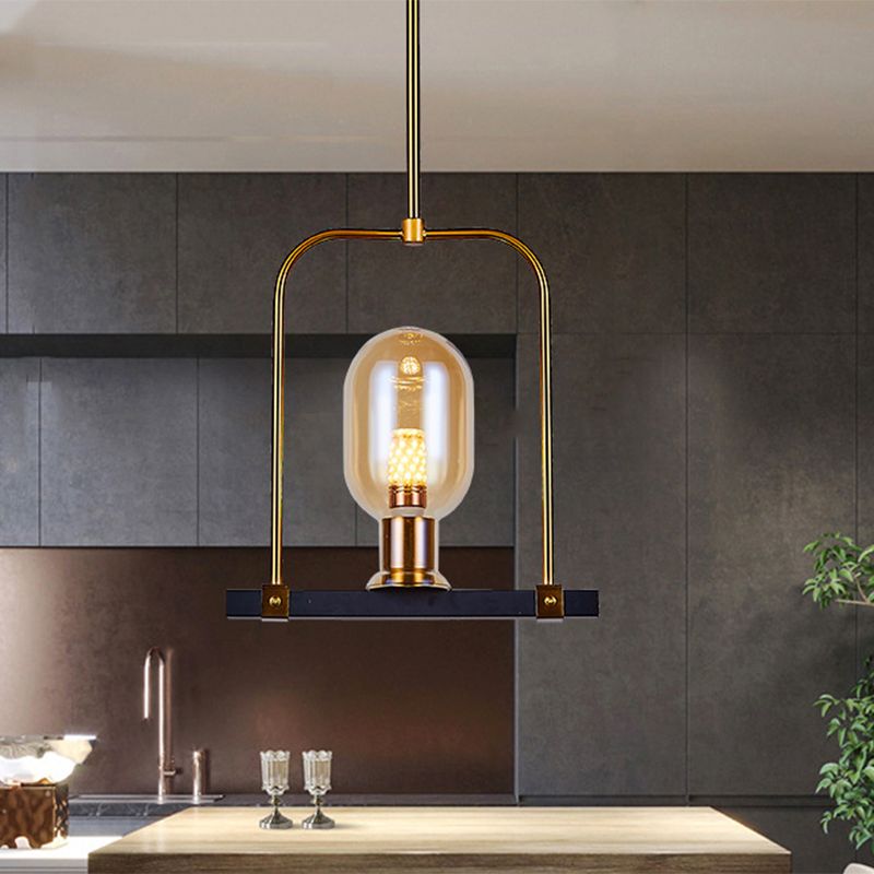 Ovale vorm hanglampverlichting Post modern barnsteen glas