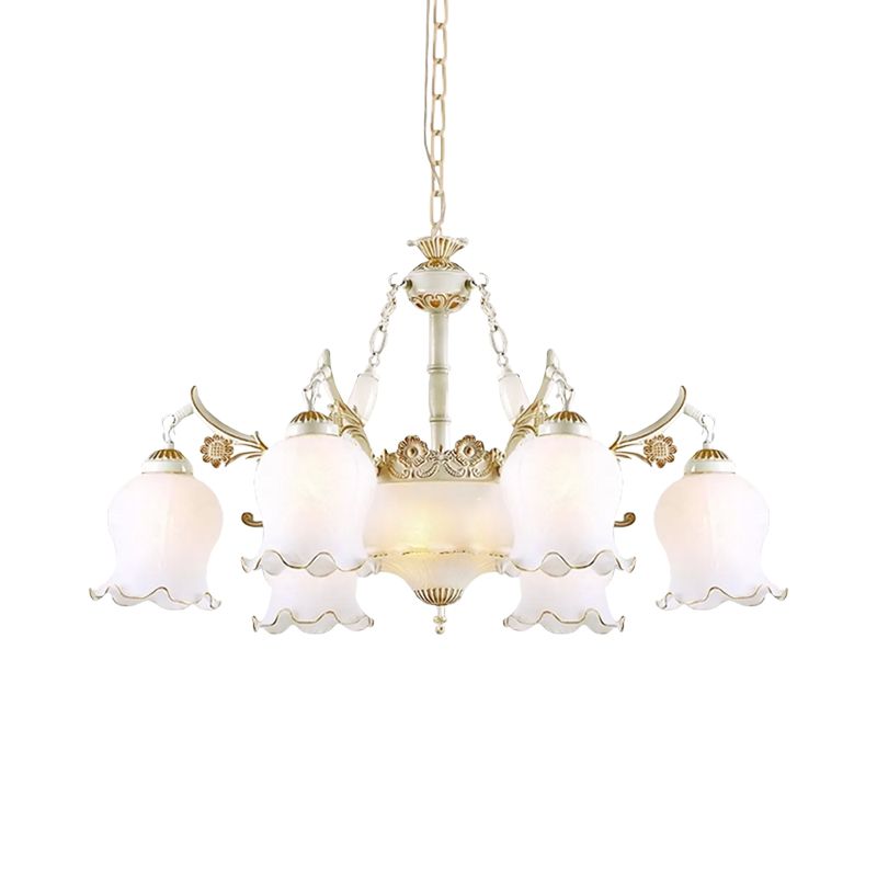 9 cabezas Lámpara colgante de vidrio marfil