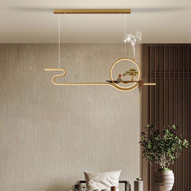 Accesorios de iluminación de isla lineal contemporánea metal de metal de 2 luces de iluminación