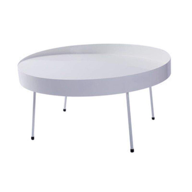 Mid-Century Modern Coffee Table with 4 Legs and Iron Round Top