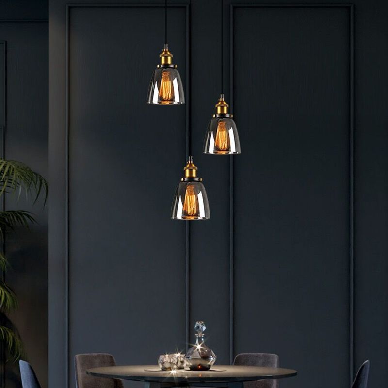 Lumo a sospensione geometrico retrò industriale lampada sospesa al coperto con tonalità di vetro
