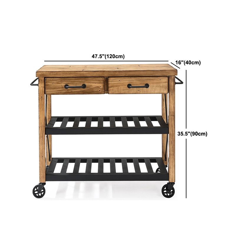 Industrial Rolling Kitchen Cart Metal Rectangular Kitchen Island Cart