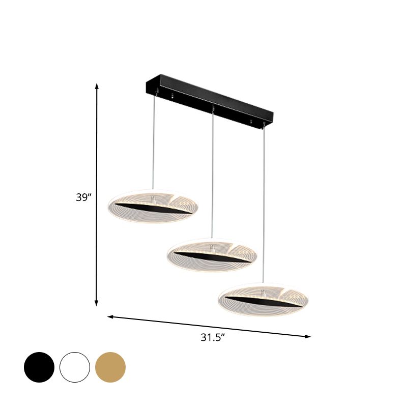 Disque multi-pendentif minimaliste acrylique 3 têtes salle à manger plafond le plafond plafond s'accompagnement en blanc / noir / or