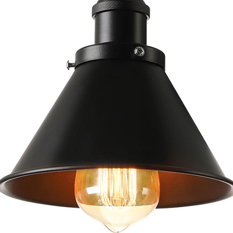 Gouslandeck Metallic Wall Sconce met kegelschaduw vintage 1 lichte gang wandmontage in zwart