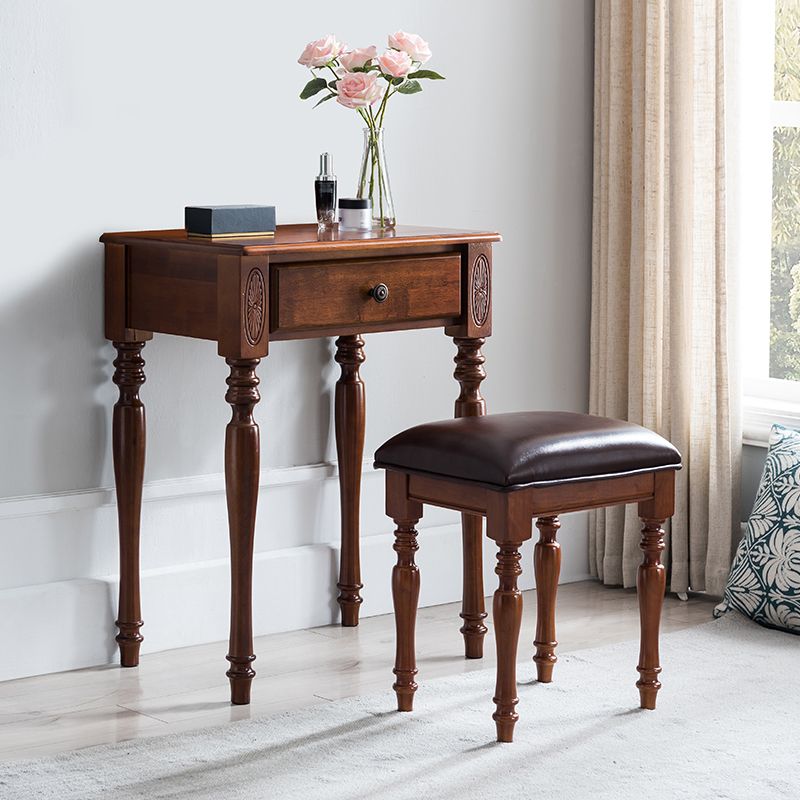 Traditional Rubberwood Bedroom Storage Box 1 Drawers Vanity Table