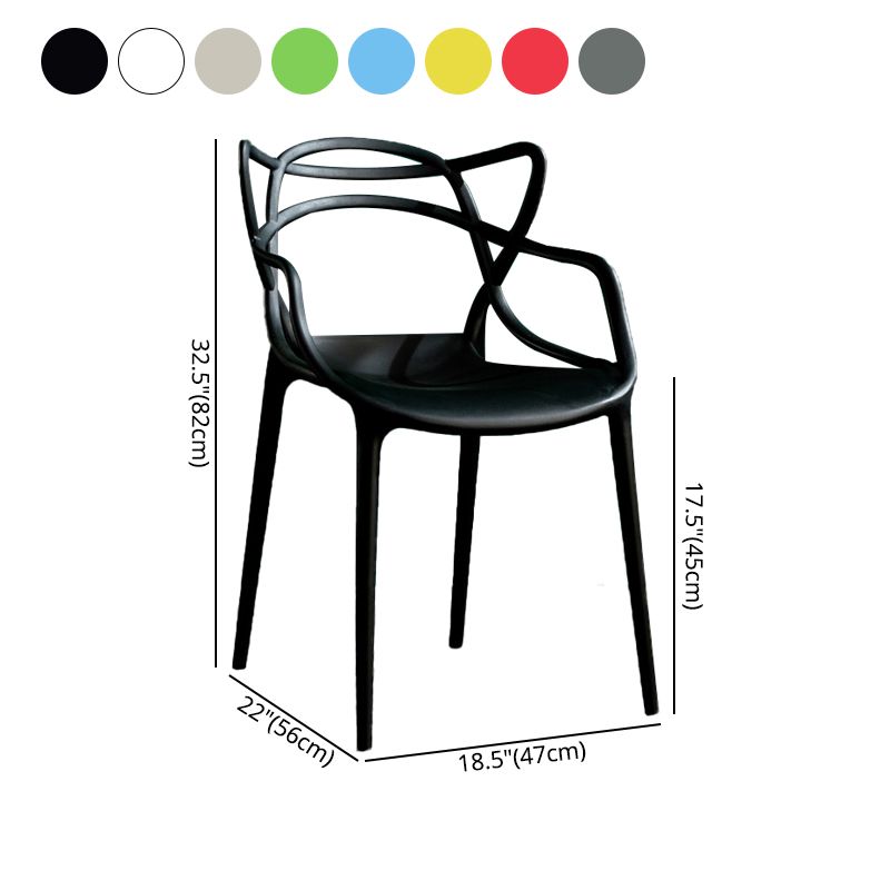 Sillas de comedor de cocina de estilo moderno Silla auxiliar con brazo de comedor con patas de plástico