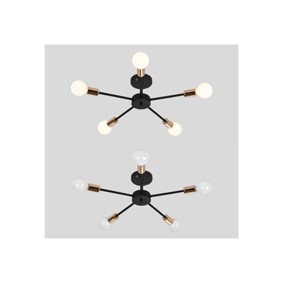 Nordic Metal Sputnik Ceiling Flush Mount Light 5/10 Lights White/Black Bedroom Semi Flush Ceiling Light