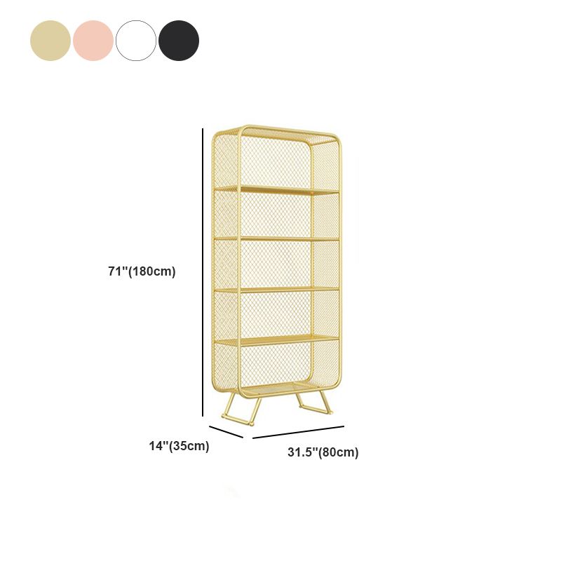 Glam Metal Bookshelf Closed Back with Shelves Bookcase Vertical