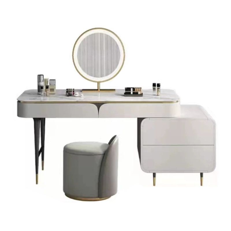 Rock Slate Off-white Dressing Table with 4 Drawers Metal Base