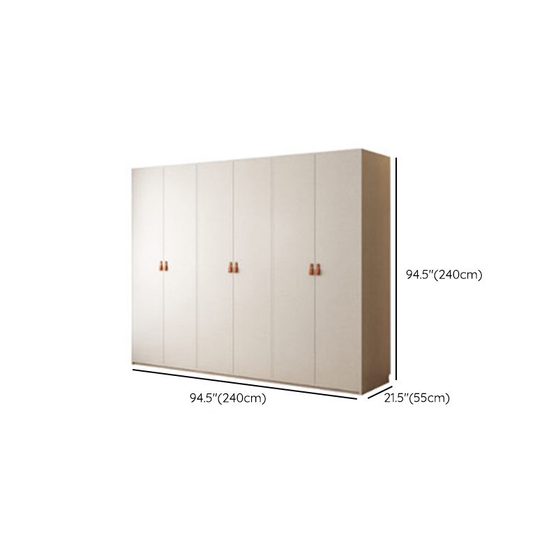 Modern White Wardrobe Cabinet Engineered Wood Wardrobe with Garment Rod