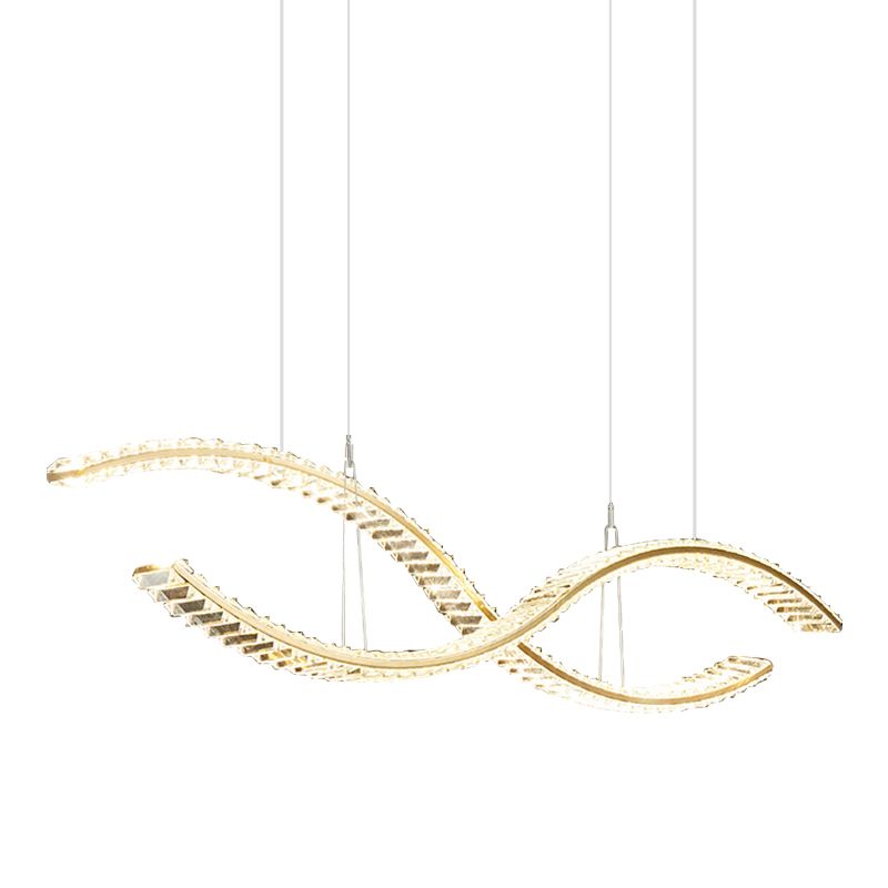 Modern Style Wave Shape Island Pendants Crystal Pendant Lights for Dining Room