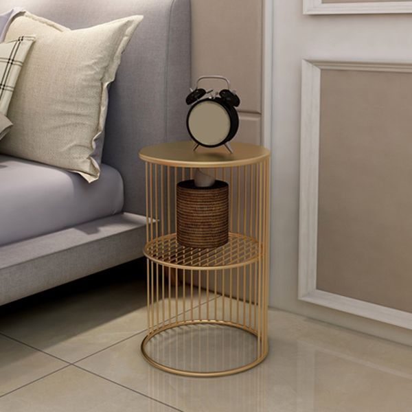 21.65" Tall Contemporary Style Side End Table Metal Frame Round Sofa Side Accent Table