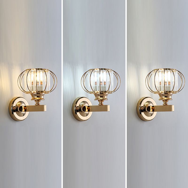 Round Crystal Wall Light Simplicity 1 Bulb Wall Mounted Lamp for Bedroom