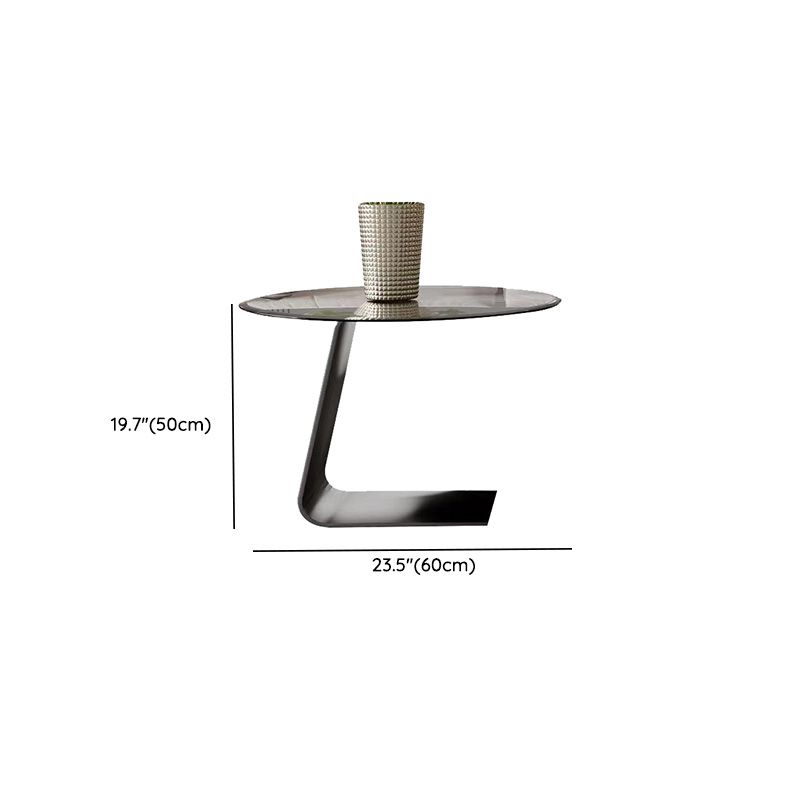 Modern Gray Cocktail Table Round Glass / Slate Coffee Table