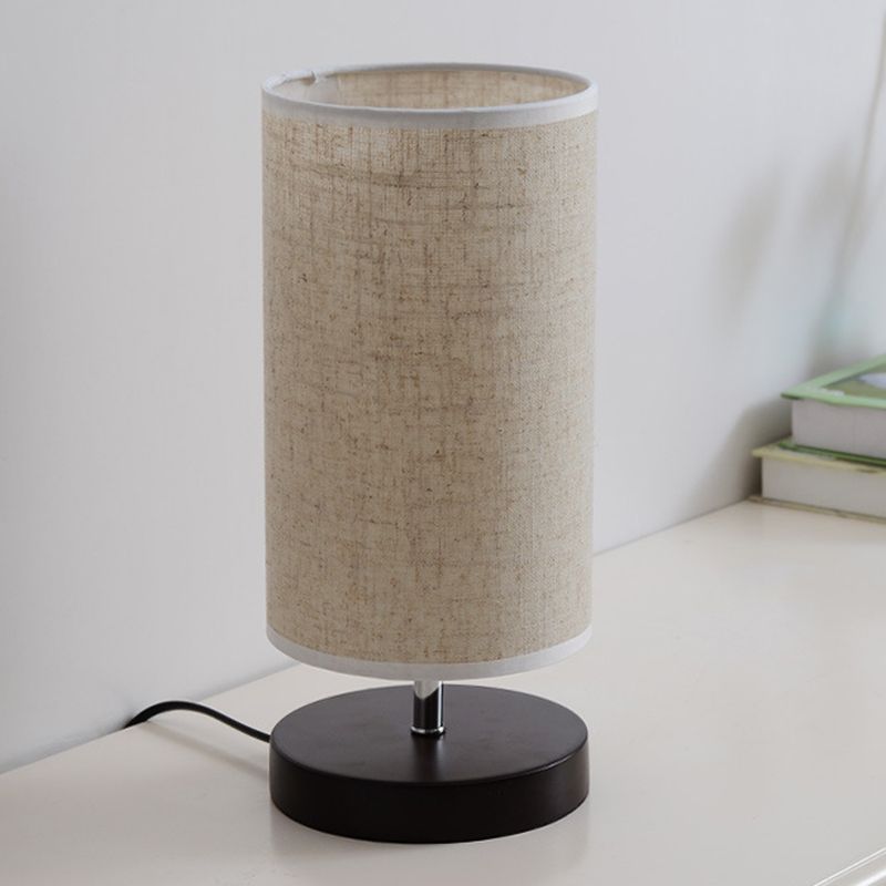 Tableau de chevet rond / carré Light Nordic 1 Bulbe LAX DE TABLE DE FLAXEN AVEC NOIR / BASE DE BOIS POUR CHAMBRE