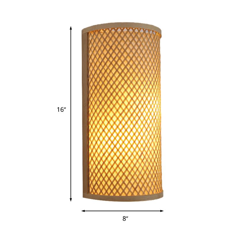 Mont-cylindre en bambou Mont Mont Lodge Style 1-Light Beige Wall Light Ponce pour le couloir