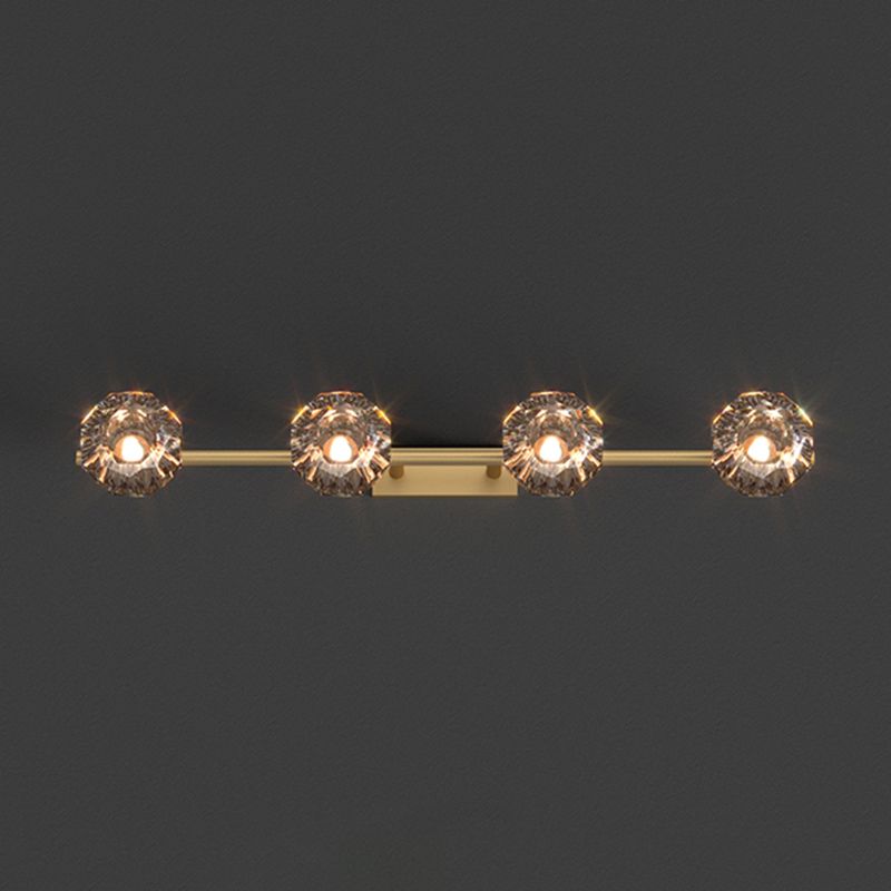 Crystal Geometric Wall Sconce Modern Multi Lights Mirror Wall Mount Light Fixture in Gold