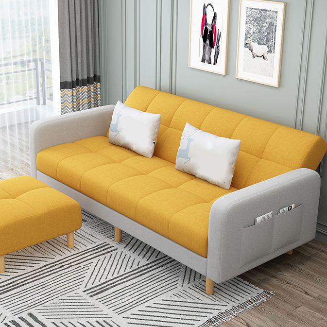 Contemporary Biscuit Back Convertible Square Arm Stationary Sofa