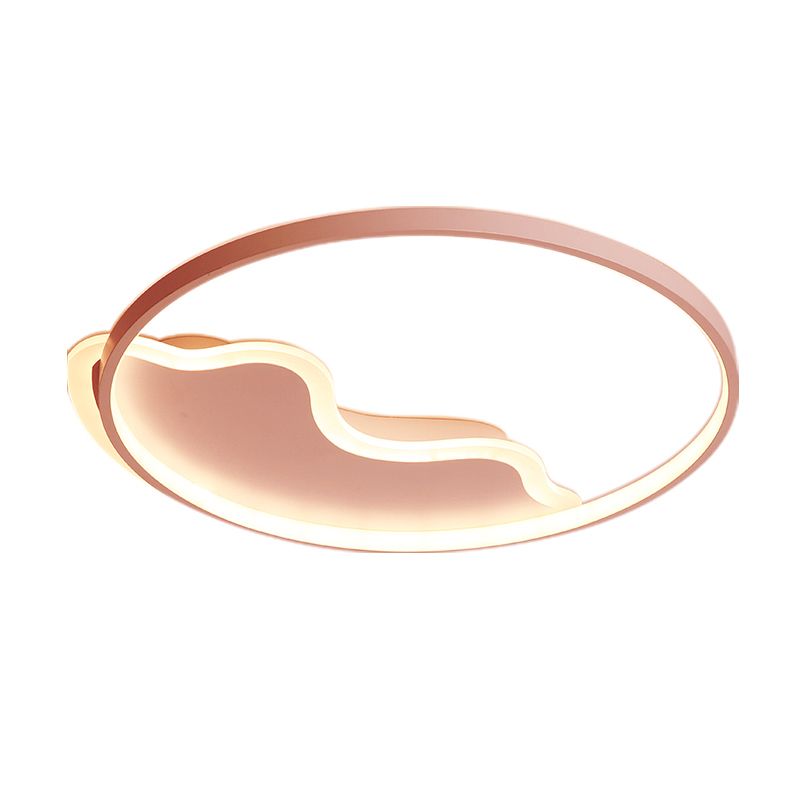 Ring Flush Mount Lamp Contemporary Acrylic White/Pink/Blue Led Flush Mount Light for Bedroom in Warm/White Light, 18"/21.5" Wide