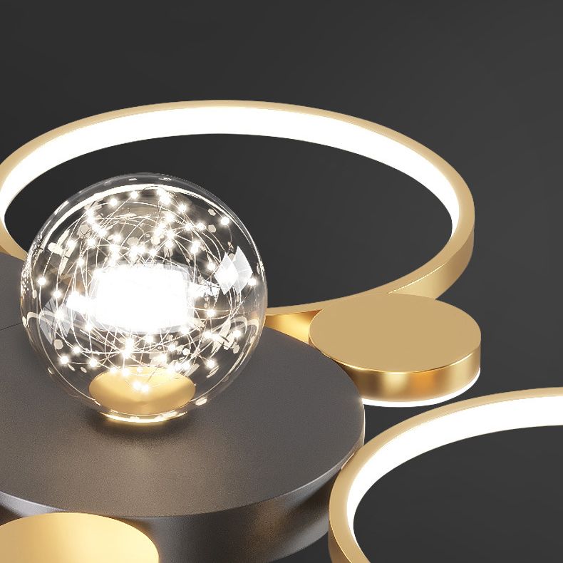 Minimalismo, círculos geométricos nórdicos, luz LED de techo, bola de cristal transparente, cadena de luces LED, accesorio de iluminación para sala de estar