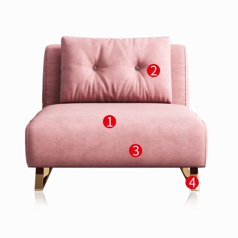 Glam Foldable Futon Frame with Velvet 31.5" Wide Futon Sofa Bed in Pink