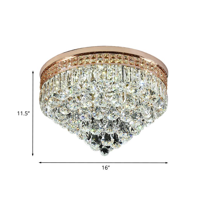 LED Flush Ceiling Light Minimalist Cone Clear Faceted Cut K9 Crystal Flushmount Lighting for Hallway