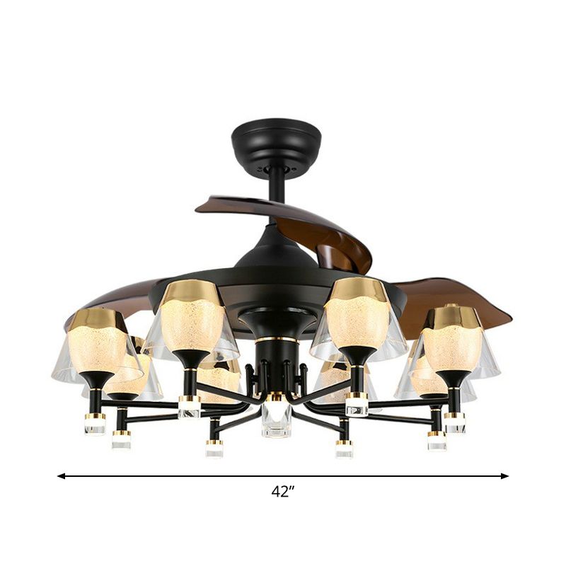 42 "breites Sputnik Wohnzimmer Deckenventilator Leuchtmetall LED Modernismus Halbflush-Halterung mit 4 Klingen