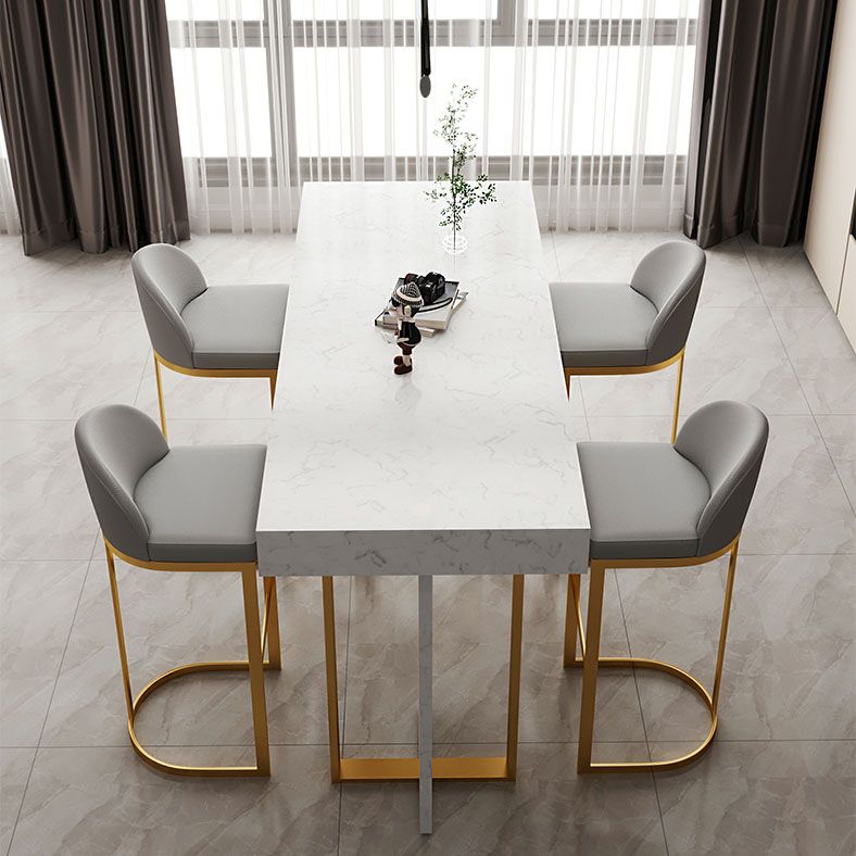 Indoor Modern Pub Dining Set 1/2/5 Pieces White Stone Top Bar Pub Table Set