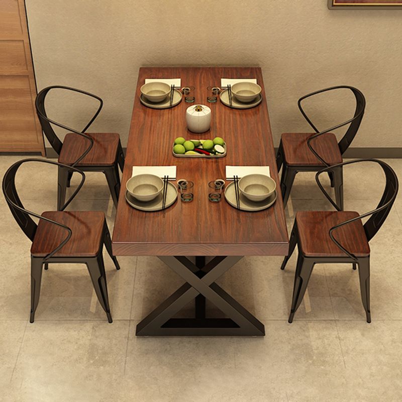 Industrial Dining Table Set 1/2/5 Pieces with Metal Base Kitchen Furniture Set