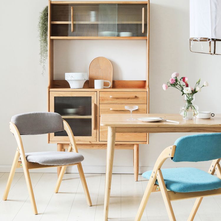 Scandinavian Home Side Chair Upholstered Open Back Wood Folding Dining Room Chair