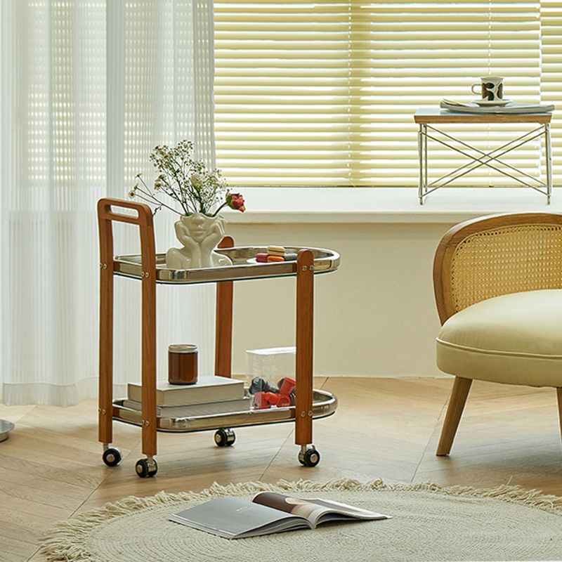 Contemporary Glass Top End Slide Table Geometric 4 Legs Side Table