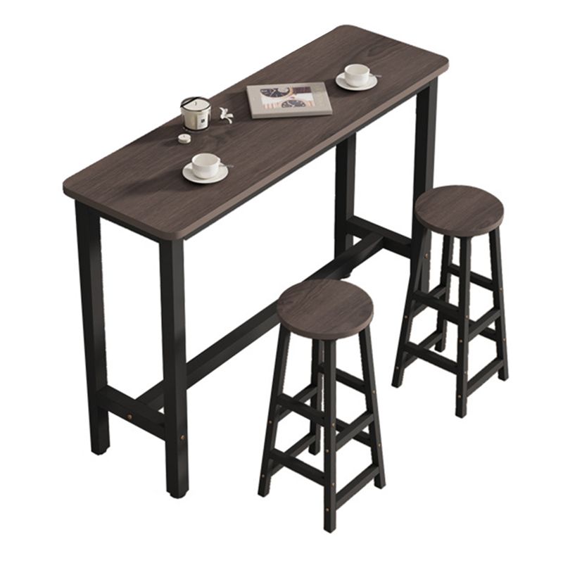 Industrial Wood Top Bar Table Rectangle Counter Height Dining Table