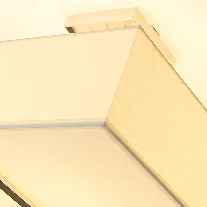 Zeitgenössische quadratische Stoff Deckenbeleuchtung 4 Lichter Halbflush Mount Light in Gold
