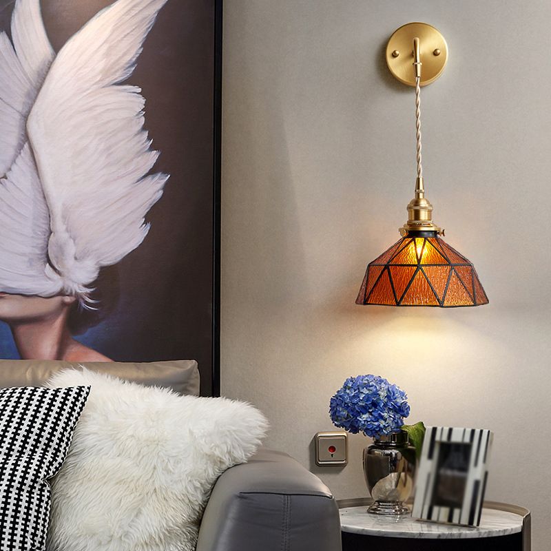 Geometric Shape Glass Wall Light Industrial Style 1 Light Wall Light Sconce