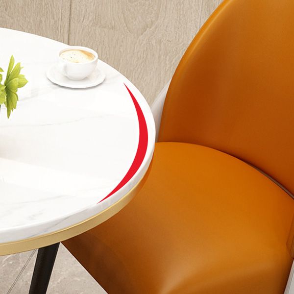 Faux Leather Dining Chair Glam Style Parsons Armless Chair Set