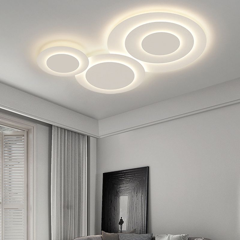 Nordic Flush Mount Multi-Layer LED Ceiling Light Fixture in White for Living Room