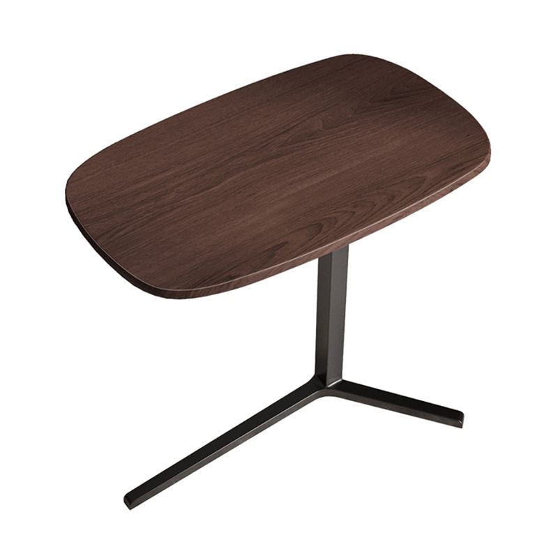 Modern Wood Pedestal Side End Table Minimalist Oval Corner Table