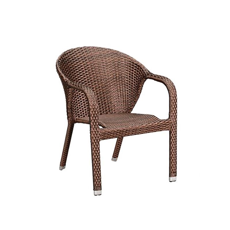 Tropical Brown Patio Arm Chair with Arm Rattan Dining Armchair