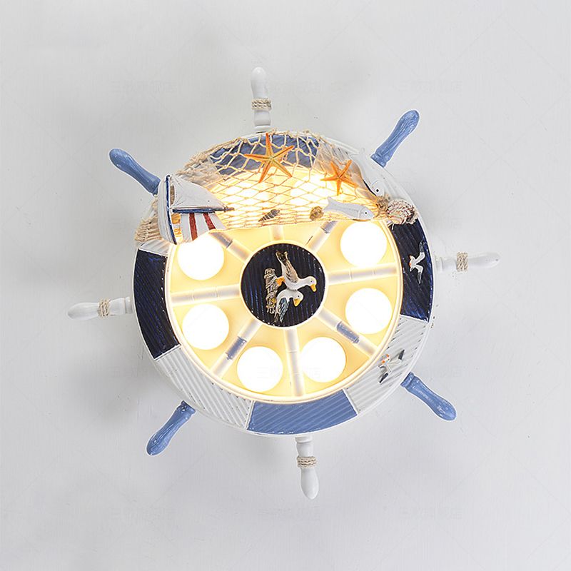 Acrylic Rudder Ceiling Lamp Modernist LED White Flush Mount Fixture with Fishing Net Deco in Warm/White Light