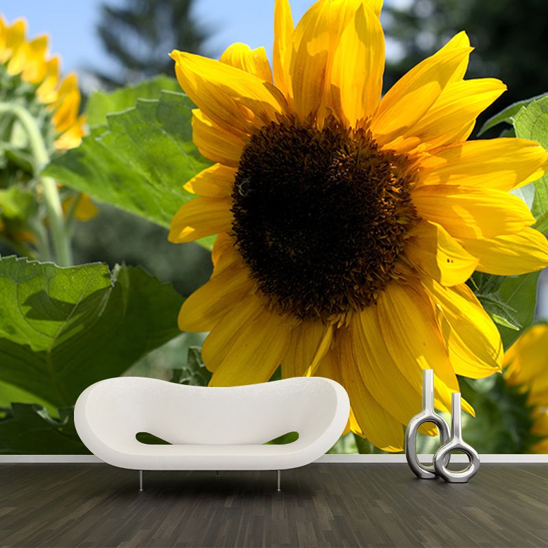 Sunflower Flower Mural Wallpaper for Bedroom Decorative Wall Art, Personalized Size