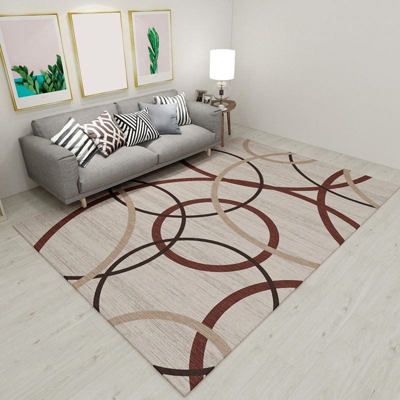 Unusual Seamless Geometric Shapes Rug Multicolor Contemporary Rug Polyester Non-Slip Backing Carpet for Home Decor