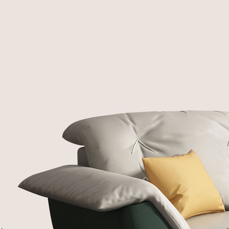 Sewn Pillow Back Sofa Modern Style 34.64" H Faux Leather Sofa