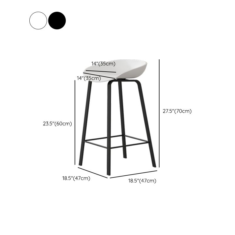 Contemporary Plastic Backrest Counter High Stool with 4 Legs
