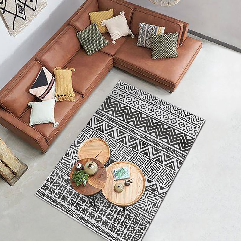 Moroccan Living Room Rug Multi Colored Geometric Printed Carpet Blended Pet Friendly Machine Washable Rug