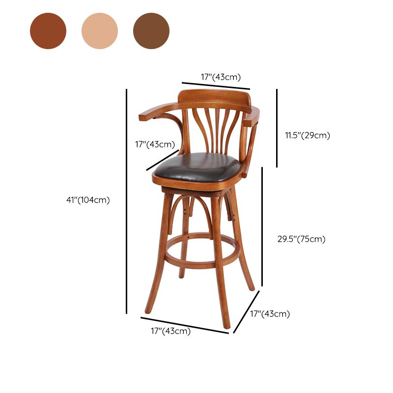 Glam Solid Wood Counter Height Stool Faux Leather Bar Stool Bar Stool