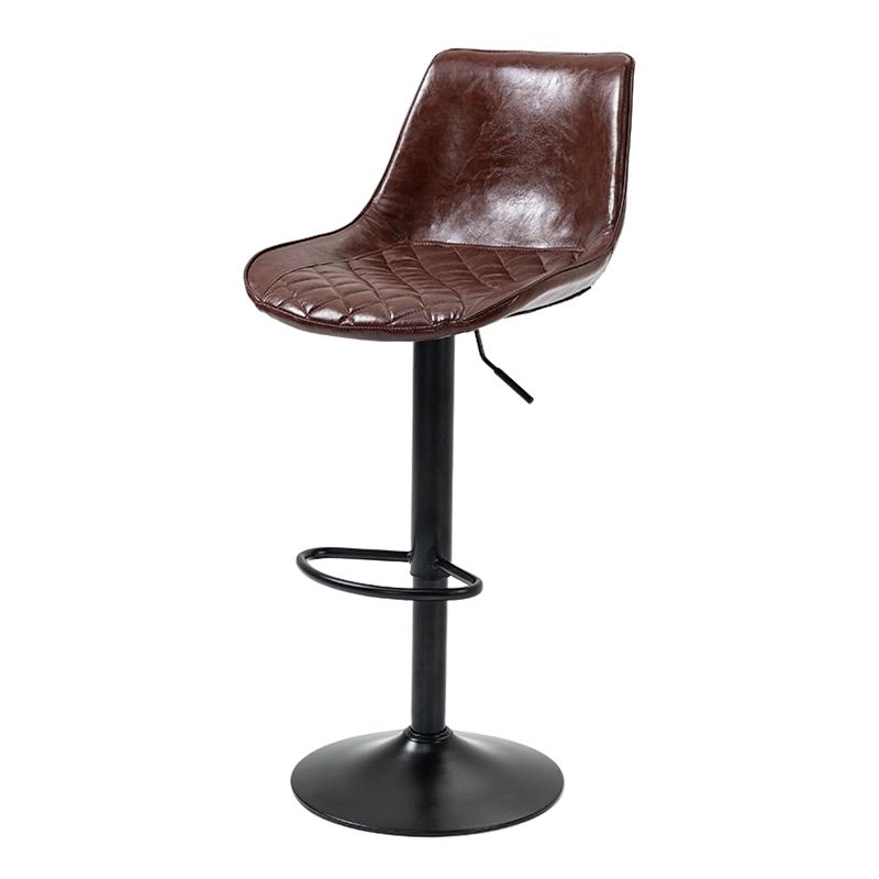 Industrial Bar and Counter Stool Adjustable Height Stool with Pedestal Base in Black