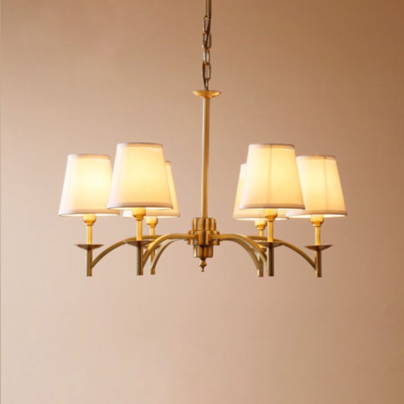 Multi-Head Chandelier Lighting Fixtures Traditional Barrel Suspension Lamp with White Fabric Shade