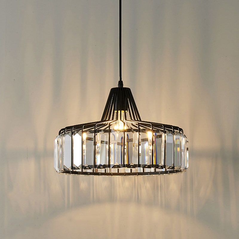 Lampe suspendue à pendentif de dôme créatif moderne lampe suspendue en fer forgé avec de l'ombre en cristal